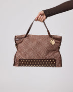 Borsa Suede con borchie marrone AlexMax